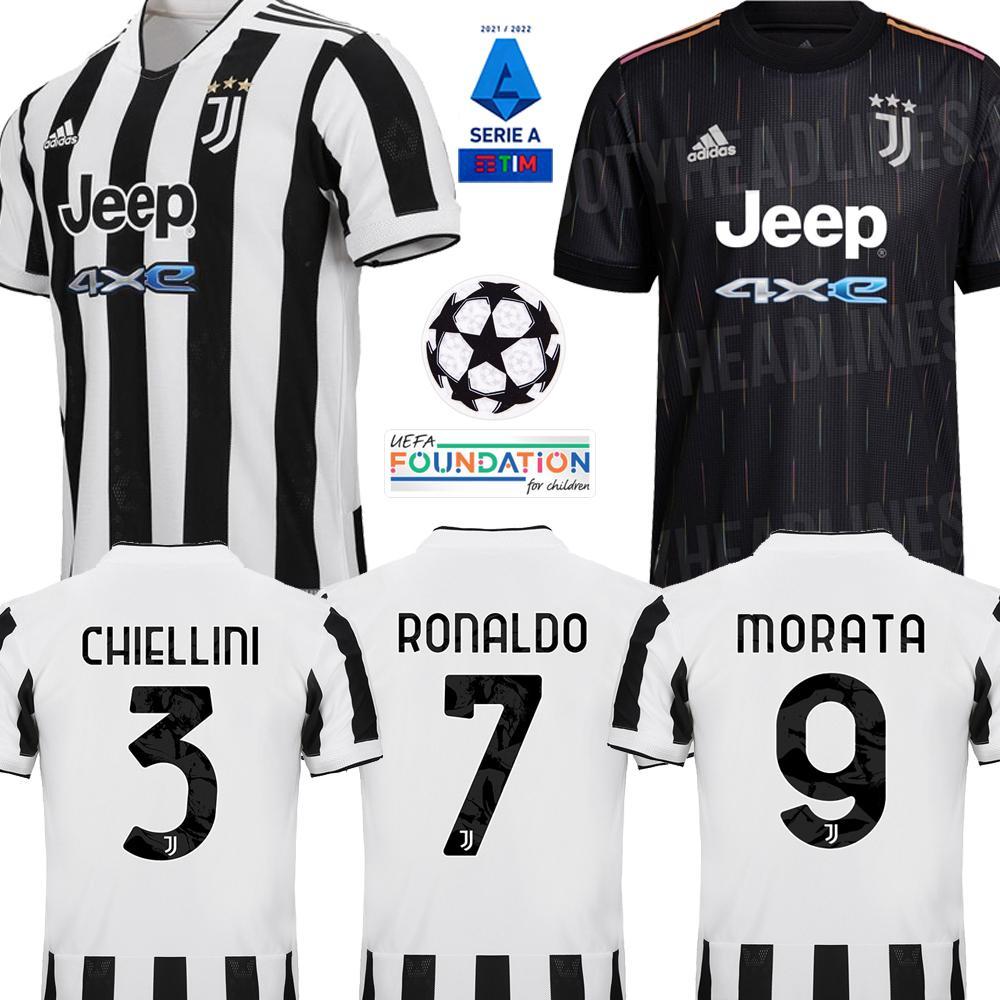 

2021 2022 Juventus soccer jersey RONALDO DYBALA MORATA CHIESA McKENNIE football shirt Men Kids kit Maillot Camiseta futbol 21 22, Home+ucl