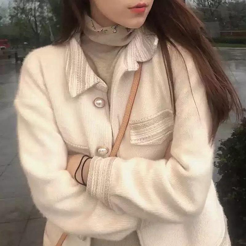 

Women' Wool & Blends Small Fragrant Wind Jacket Fried Street French Short Spring Cardigan Ladies 2021 Web Celebrity Early Winter, Picture color