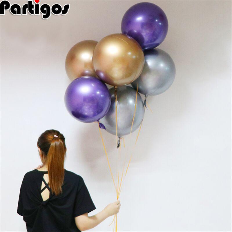 

Party Decoration 1pc 18inch Metallic Balloon Wedding Ballons Happy Birthday 4D Bubble Metal Chrome Air Balon Helium