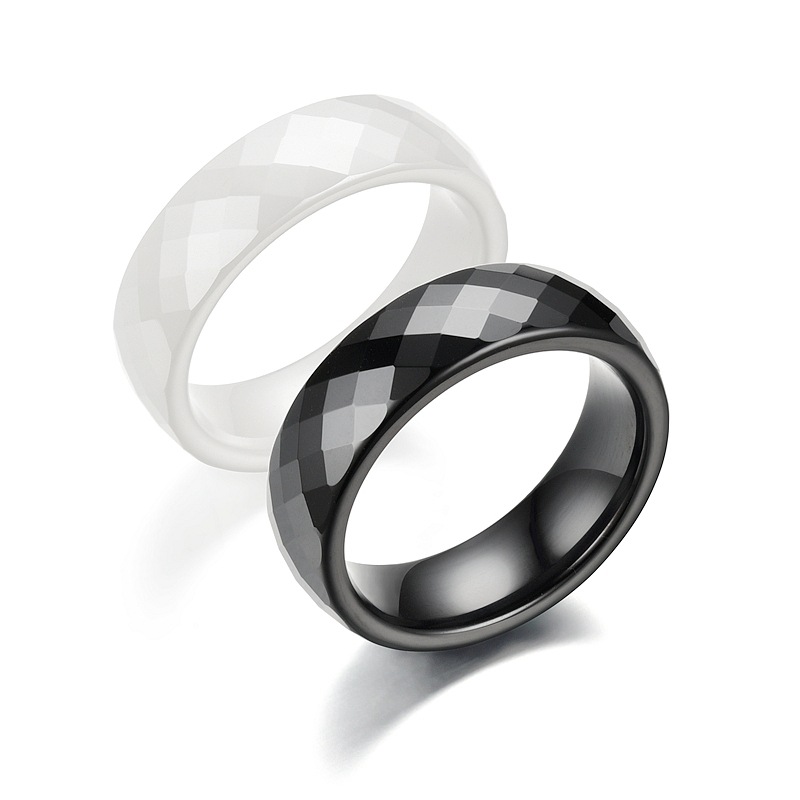 

Black White Ceramics Engagement Rings for Women Men Hand Cut Fashion 6MM Matching Rings Unique Design Jewelry New Arrival Bague
