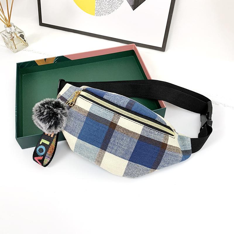 

Waist Bags Bag 2021 Spring And Summer Checked Women Fashion Chest Outdoor Messenger
