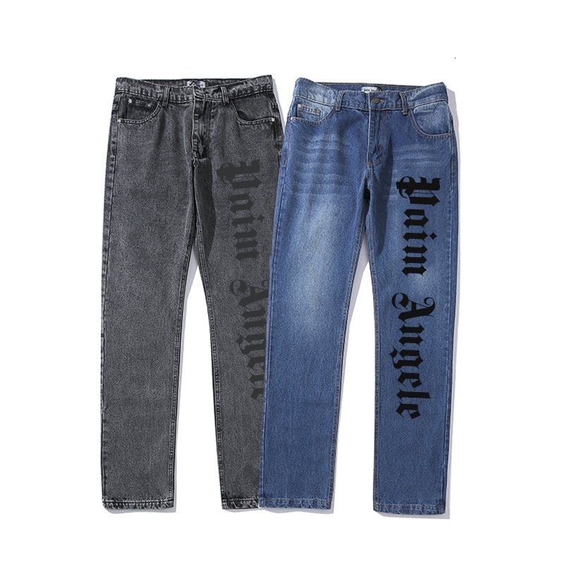 

Palm loose PA Angel fashion brand net red ins men's jeans small straight tube pants SQ7I, Black