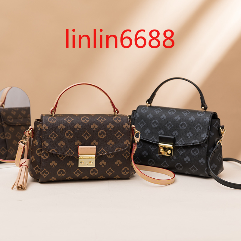 

Famous brand bag with logo cross border 69838 new women's handbag Fashion printed single shoulder bags messenger handbag buckle bags tassel summer postman wallets, Size:22×7.5×15(cm)
