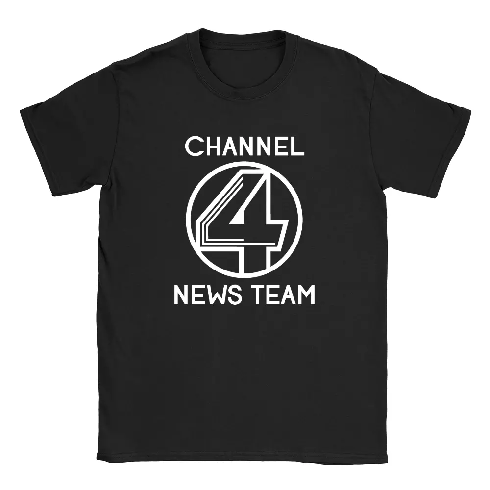 

Channel 4 News Team Mens T-Shirt Funny Anchor Man Movie Gift Top Ron, White;black