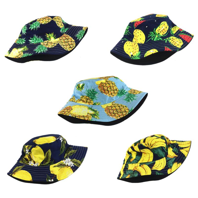 

Cloches Summer Autumn Fruit Fisherman Caps Hats Men Women Street Ins Pineapple Banana Print Outdoor Travel Cap Sun Hat Double-sided, Watermelon
