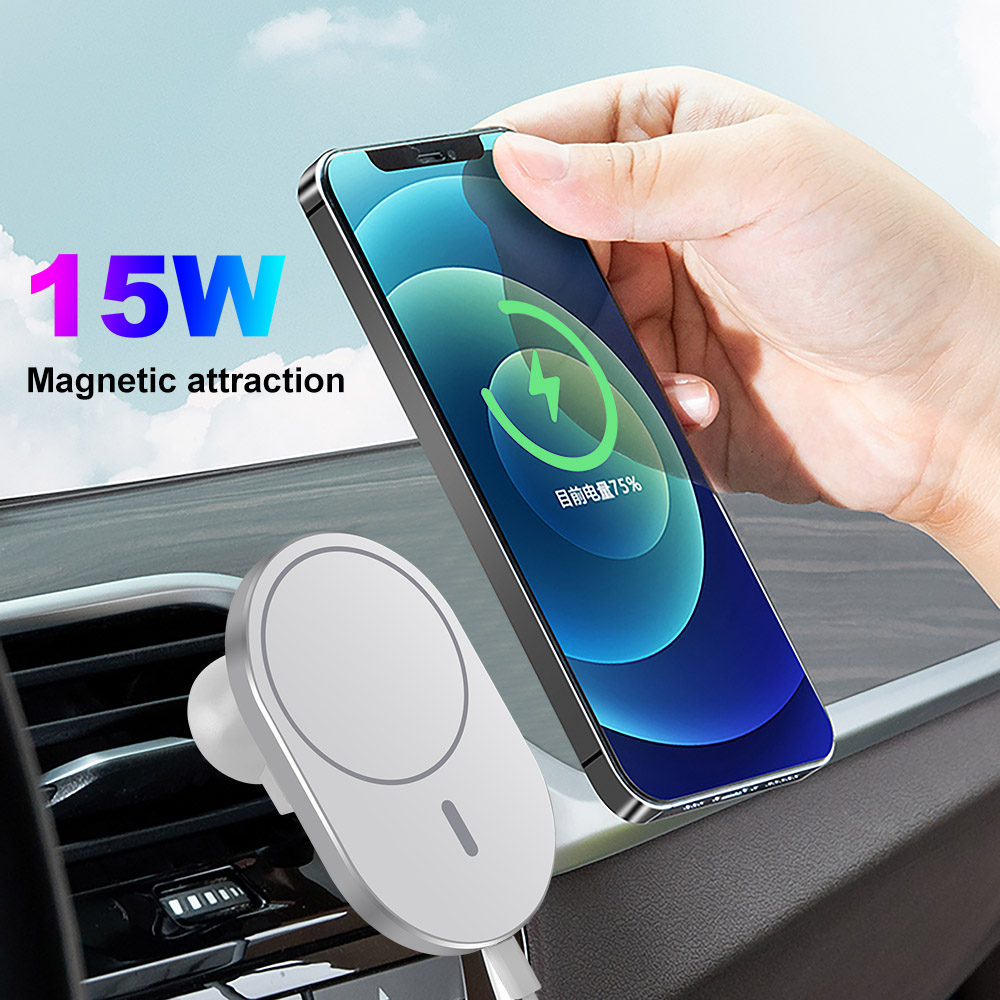 

Wireless Car Charger Mount for iPhone 12 Mini Pro Max 15W Fast Charging Magnetic Charge Stand