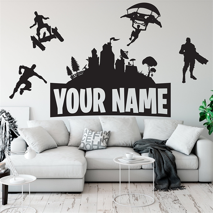 

Customed Name Wall Stickers Boys Gaming Room Vinyl Decal Kids Bedroom Decor Gamer Decoration Accessories Castle 220212