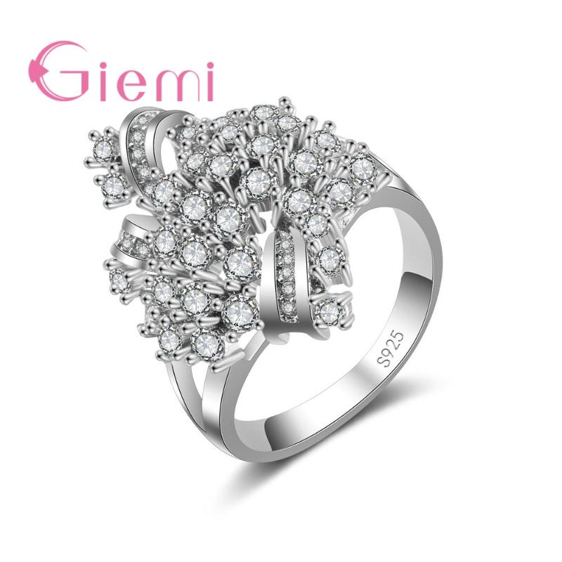 

Cluster Rings 1PCS Fancy Wedding Micro Paved Sparkling Crystals For Women Bridal Engagement High Quality 925 Sterling Silver, Golden;silver