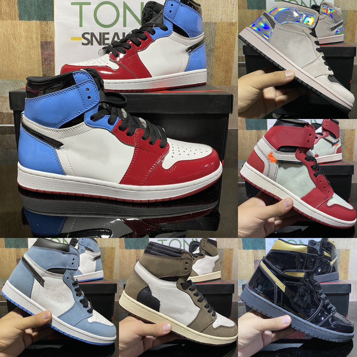 

2021 Jumpman 1 Women Mens Trainers Dark Marina Hyper Royal 1s Shoes Digital Pink University Blue Wolf Grey Crimson Tint Top Quality High OG Crafted 36-45, Box