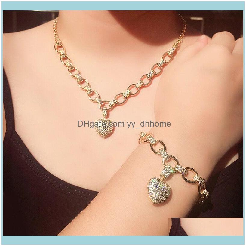 

Earrings Sets Jewelryearrings & Necklace Jewelry Zirconia Heart Pendant Choker And Bracelet Set Drop Delivery 2021 8Euqn, As pic