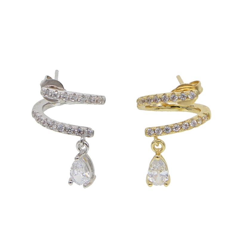 

Dangle & Chandelier Gold Filled Minimal Delicate Lovely Girl Women Multi Piercing Single Triangle Cz Warp Classic Fashion Drop Earring