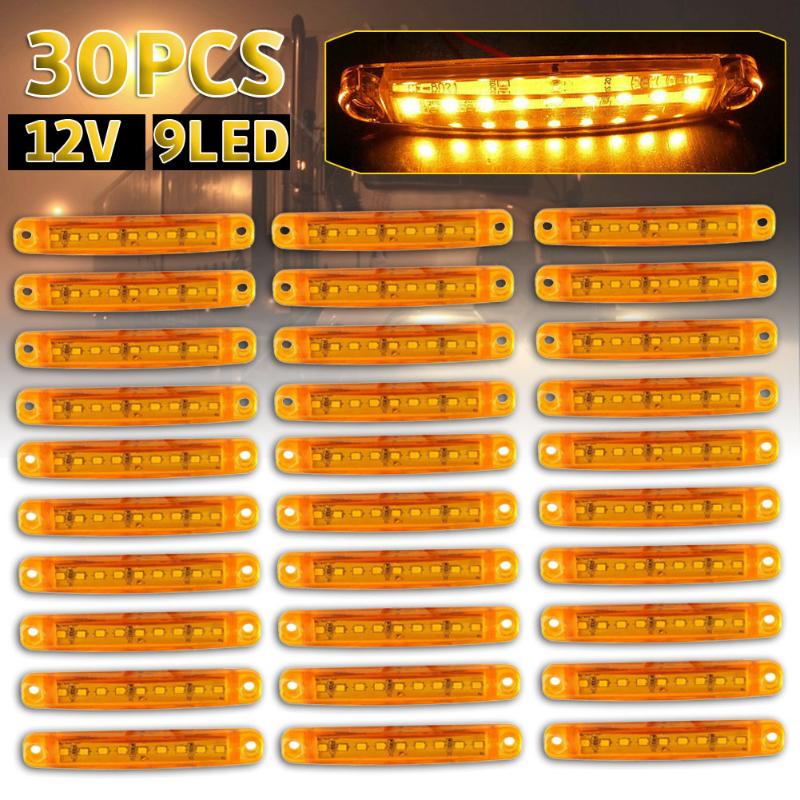 

Car Headlights 30Pc Durable Amber 9-LED Truck Trailer Lorry Sealed Side Marker Clearance Light