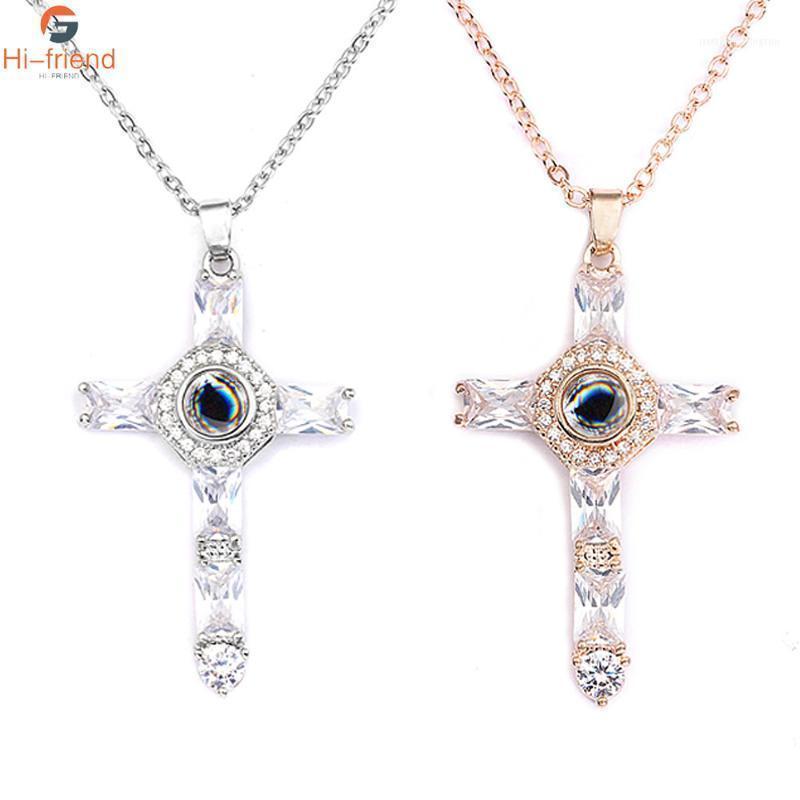 

Chains Cross 100 Language Projection Necklaces Christian Church Colden Priest Crucifix Orthodox Pendants Necklace Valentines Charm Gift1