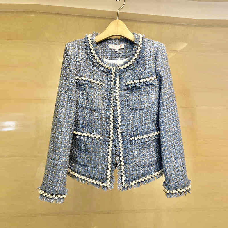 

Women' Suits & Blazers arrival French autumn borla sweet luxury tweed female jacket pearl buttons woolen coats outerwear top sweaters 1XGL, 1# shoe box