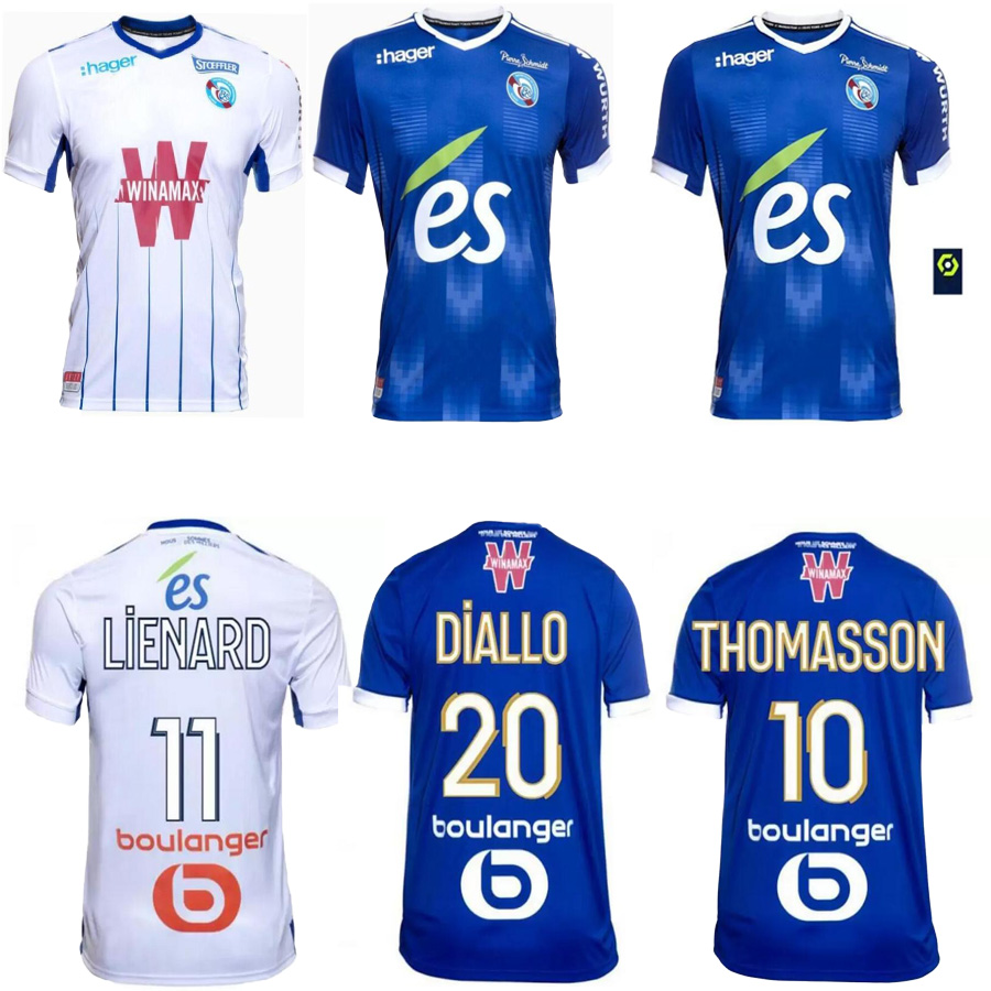 

RC Strasbourg 21 22 soccer jerseys home away Gameiro AHOLOU THOMASSON 2021 2022 Diallo DJIKU LiEnard AJORQUE maillot de foot football shirts top thailand S-2XL, White