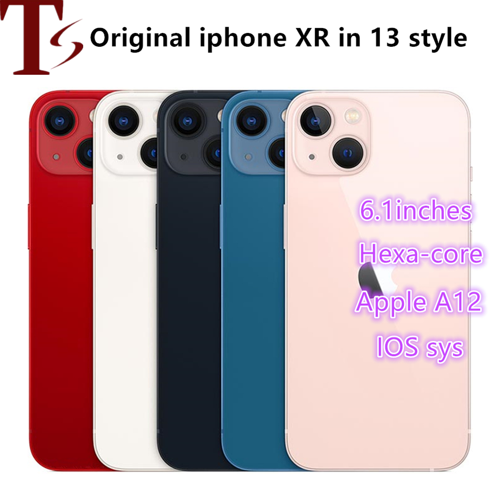 

Apple Original iphoneXR in iphone 13 style phone Unlocked with iphone13 box&Camera appearance 3G RAM smartphone, Red