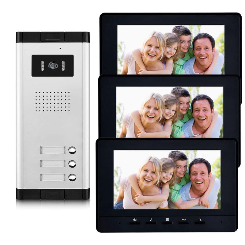 

Video Door Phones 2/3/4 Units Apartment Intercom System Phone HD Camera 7" Monitor Doorbell For 2-4 Household