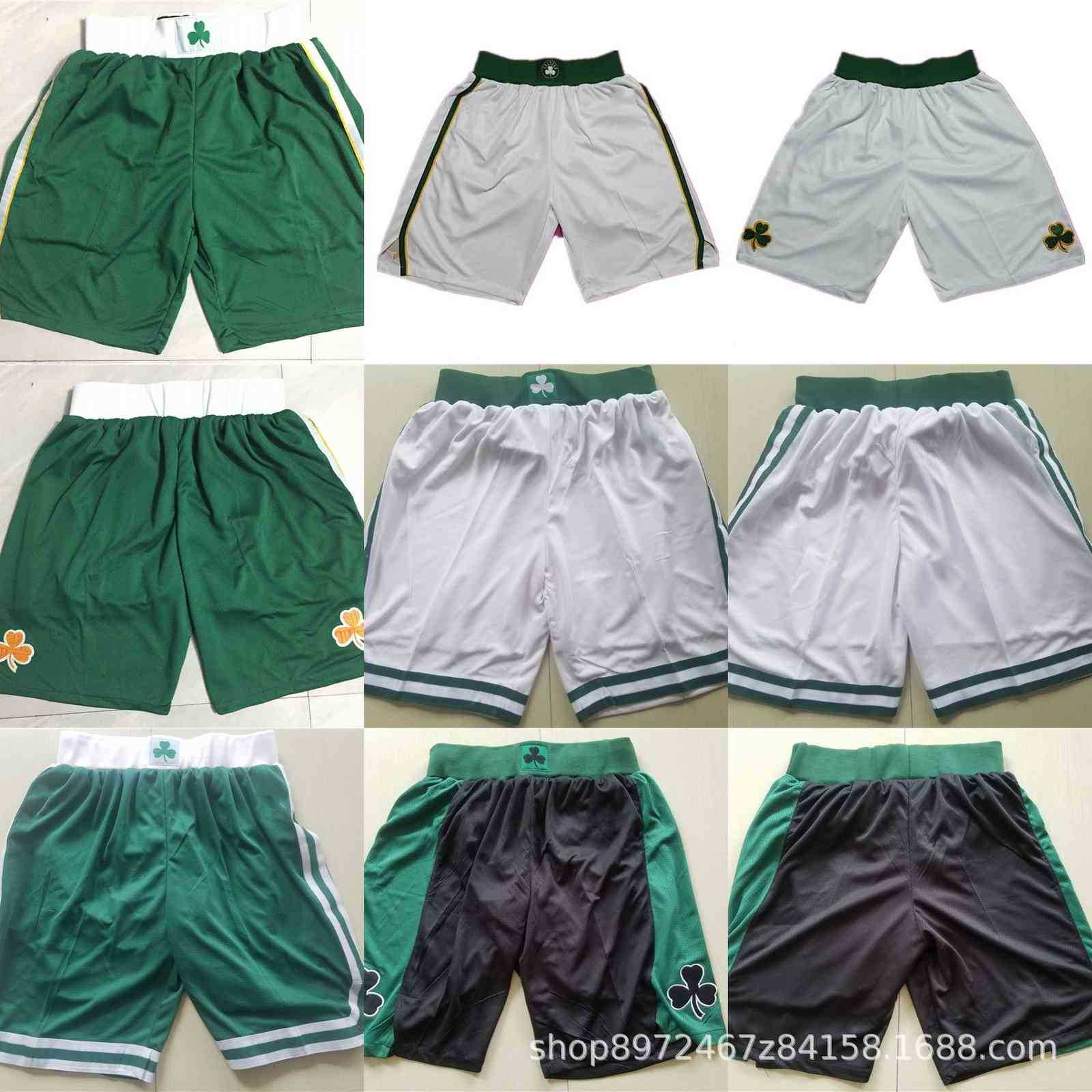 

Jersey Celtic embroidered basketball pants, New white