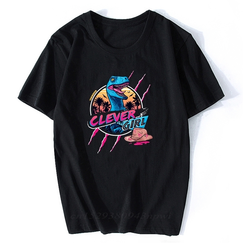 

JURASSIC PARK Print T Shirt Men Funny Harajuku Tops Tees Hipster Rock Dinosaur Tshirt Black Short Sleeve Plus Size T-shirt 210420, White;black