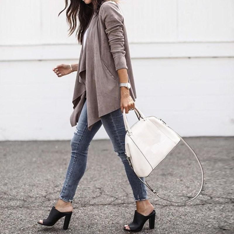 

Women's Leather & Faux 2021 Fashion Autumn Women Suede Jackets Casual Female Biker Bomber Streetwear Asymmetrical Lapel Coats Tops, Black