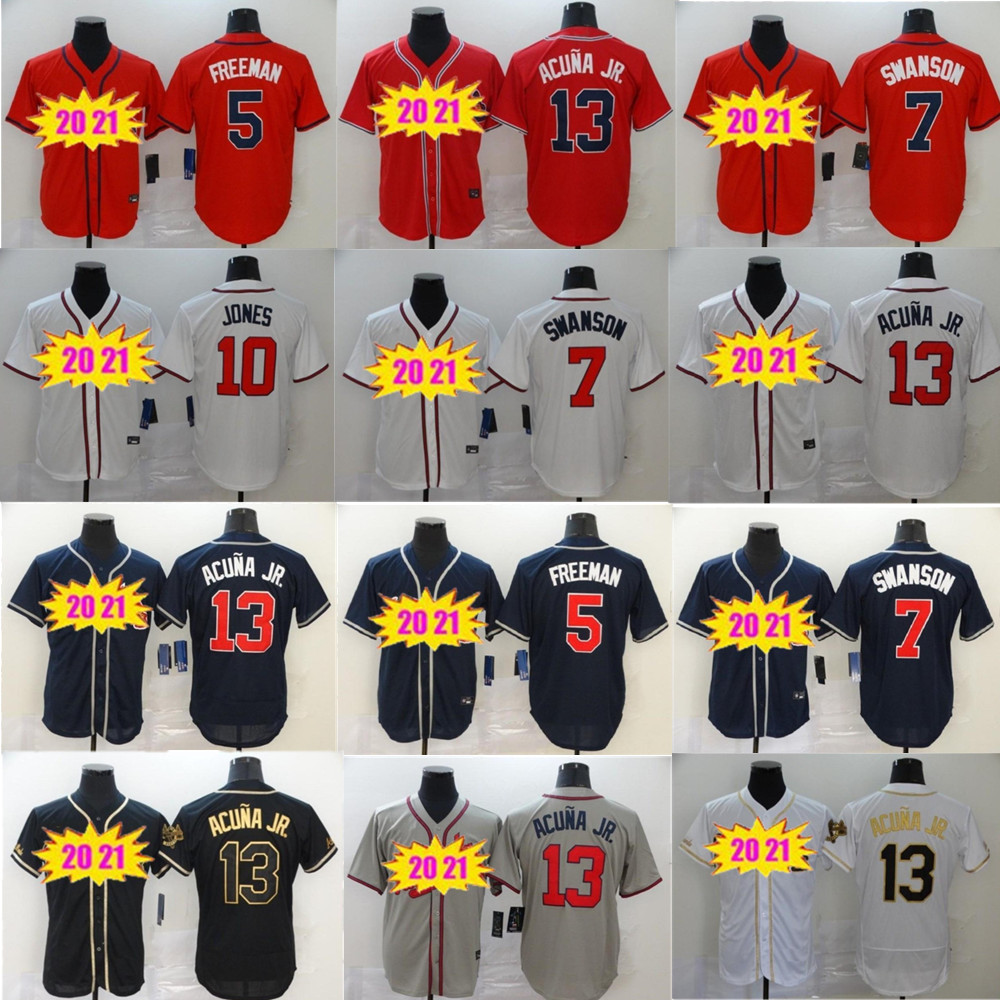 

2021 Braves Men Women kids youth Baseball jerseys Ronald Acuna Jr 5 Freddie Freeman 7 Dansby Swanson 24 Deion Sanders Atlanta Jersey, Blue;black