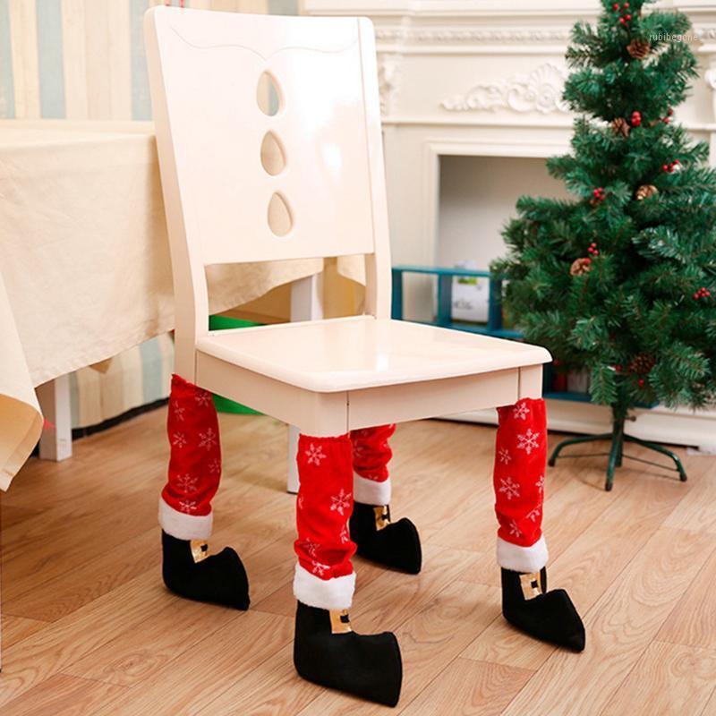 

1/4PCS Funny DIY Christmas Chair Foot Cover Decoration Tables And Chairs Covers Non-slip Navidad Decor-Supplies