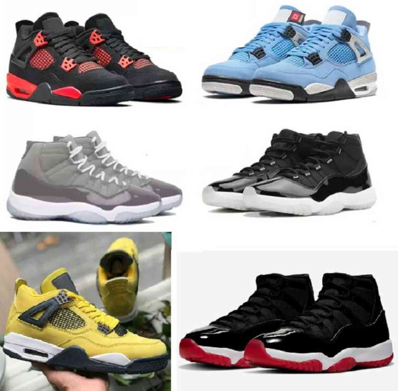 

Top Basketball shoes kids Big boy University Blue 4 4s red thunder 11 11s cool grey Dark Mocha bred black cat Young people girl designer, 10