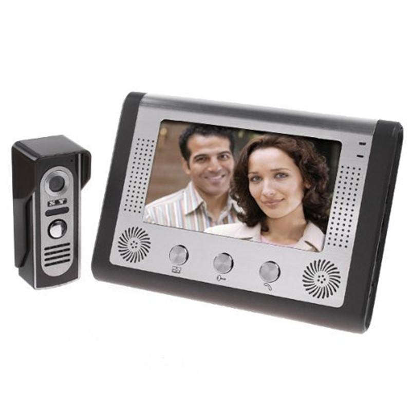 

Video Door Phones Visual Intercom Doorbell 7'' TFT Color LCD Wired Phone System Indoor Monitor 700TVL Outdoor IR Camera Support Unlock