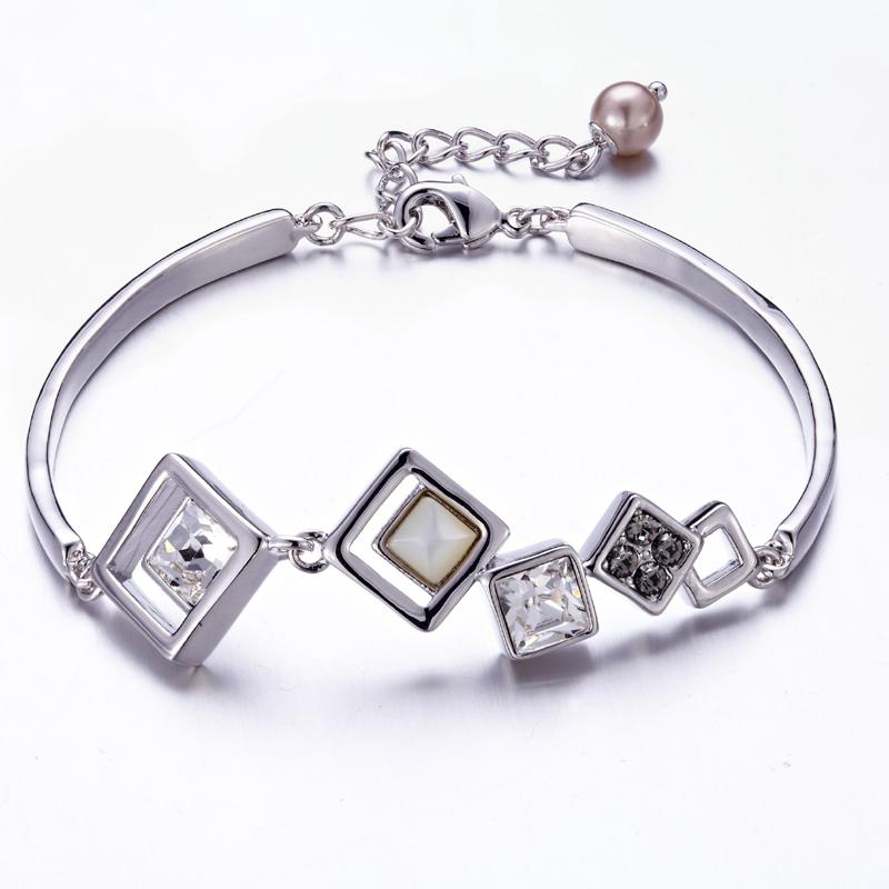 

Bangle COCOM Geometric Female Adjustable With Square Crystal From Austria Plated Rhodium For Women And Girls