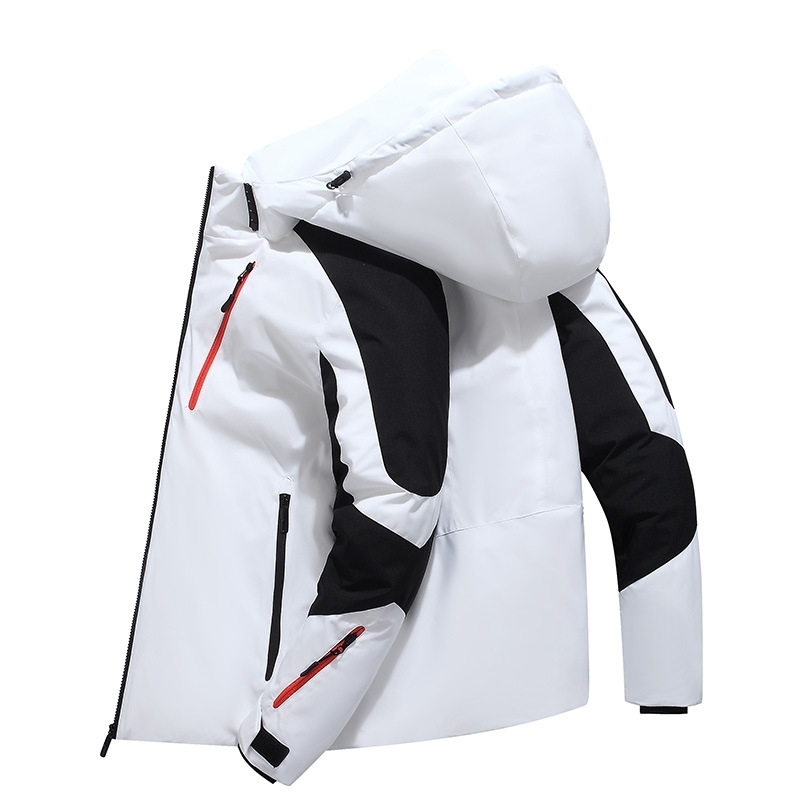 

Black and white stitched down jacket men's work clothes Plush thickening trend 2021 winter new 2088
