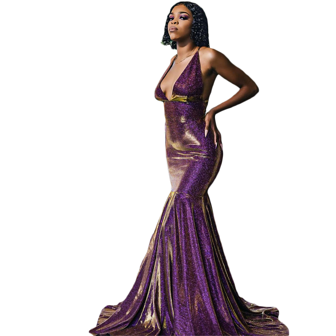 

2021 Elegant Evening Dress Sexy Deep V Neck Long Formal Mermaid Women Prom Party Gowns Custom Made Ruffle vestidos de fiesta Celebrity Dresses, Silver