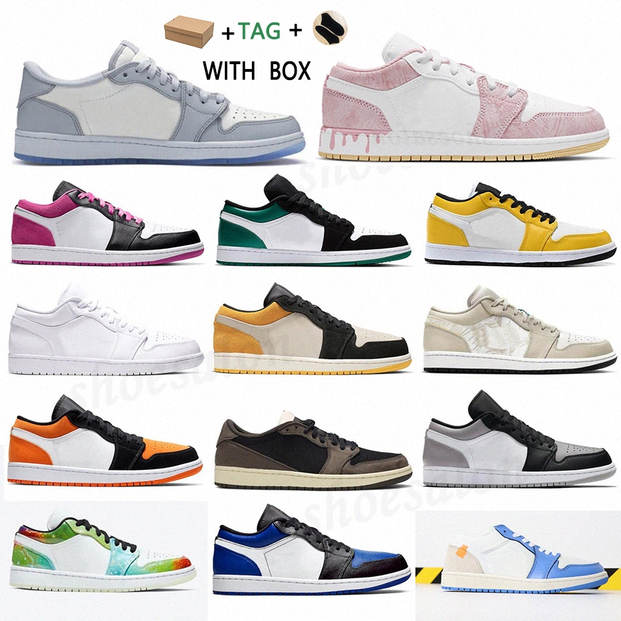 

2021 men women Tag 1 1s Low Basketball Shoes UNC Paris Sneakers jumpman Game Royal Gym Red Banned grey black sail toe GS Tri-color washed denim Trainers #52 s9P8#, Box