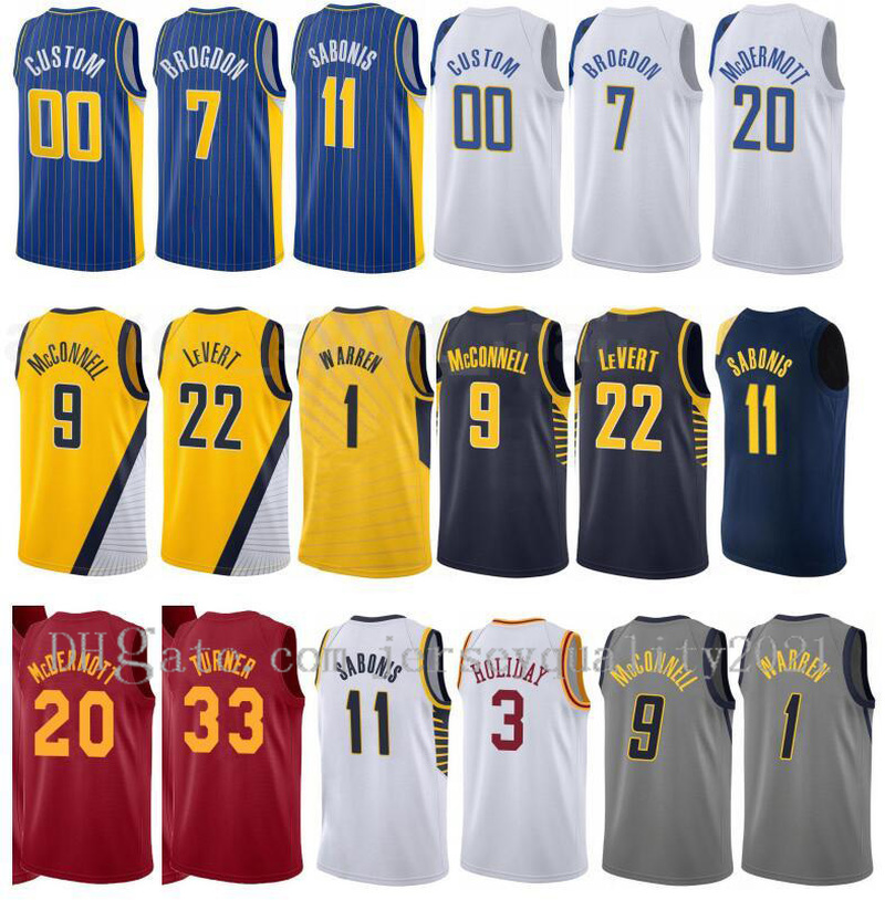 

Print Basketball Jerseys City Earned Edition 7 Malcolm Brogdon Jersey 11 Domantas Sabonis 22 Caris LeVert 1 TJ Warren 20 Doug McDermott Top, Black;red