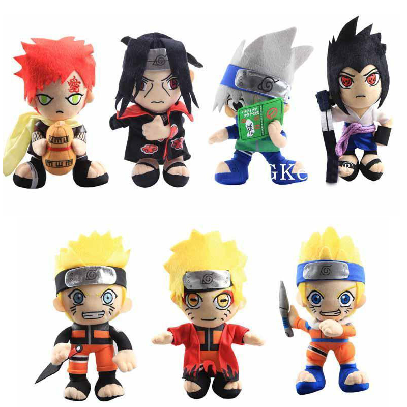 

20cm Anime Naruto Plush Toys Cool Gaara Hatake Kakashi Uchiha Itachi Sasuke Soft Stuffed Dolls Christmas Gifts Kids, As shown