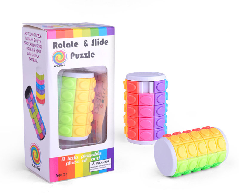 

Stock 3D Rotate Slide Puzzle Tower Magic Cubes Sliding toys Cylinder Educational Intelligence Game Mental for Kids Children