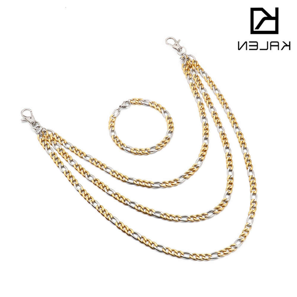 

Hand catenary Kalun stainless accessories hip hop style multi-layer pants personalized titanium steel NK chain versatile Bracelet, Black