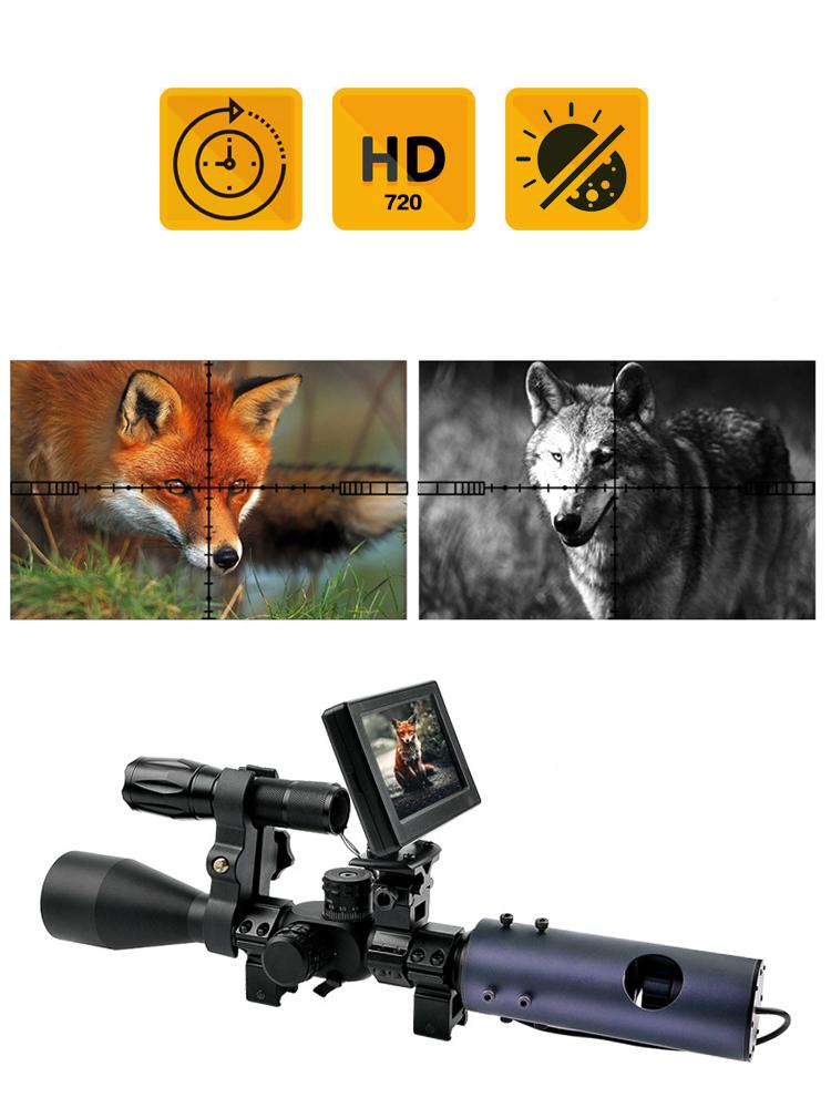 

Telescope & Binoculars 850nm Thermal Imaging Rifle Scope Crosshair Monocular Imager For Hunting Riflescope Night Vision, 200 M (Night)