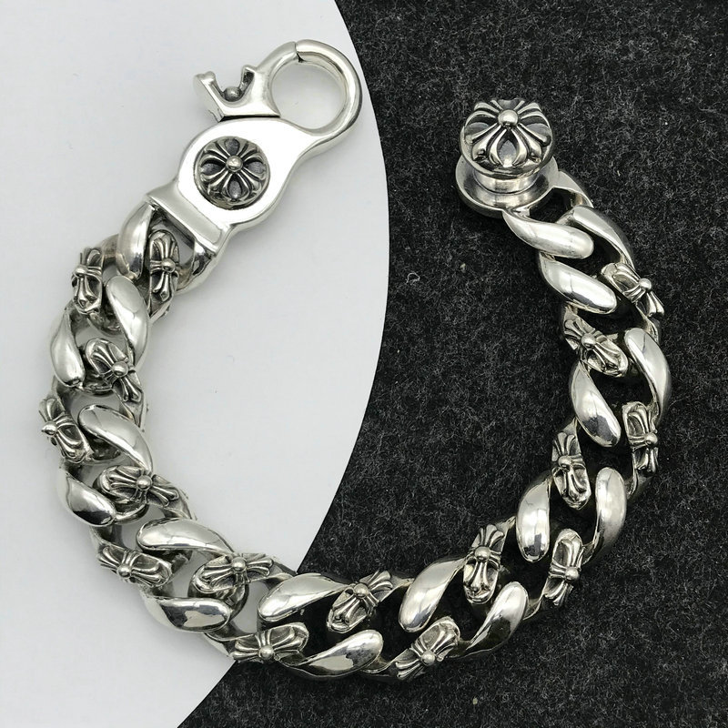 

Crosin Personalized Cross Ch Bracelet Sterling Silver Aggressive Thai Silver Trendy Men's Thick Bracelet Clip, Golden;silver