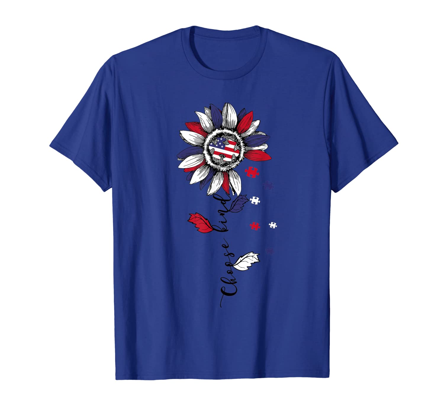 

choose kind sunflower autism awareness 4th of july shirt, White;black