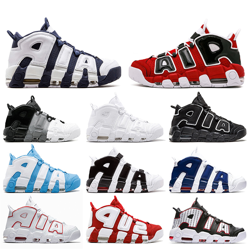 

Designer Air More Uptempo Scottie Pippen Womens Mens Basketball Shoes Luxury NIK Trainers Bulls UNC Split Gym Red Chrome White Black Sports