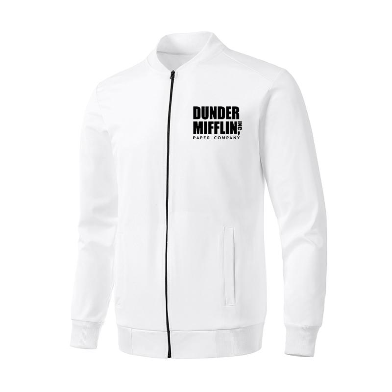 

Men's Jackets 2021 Fashion TV Show Dunder Mifflin Paper Printed Zipper Sportswear Bomber Jacket Sports Streetwear Outer Unisex Clothes