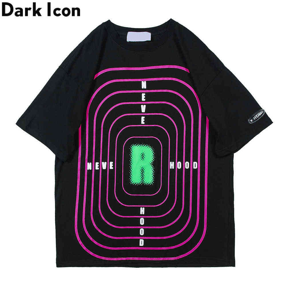 

Geometric Streetwear Men's T-shirt Short Sleeve Summer Round Neck Hipster Tshirts Black White Tee Shirts 210603