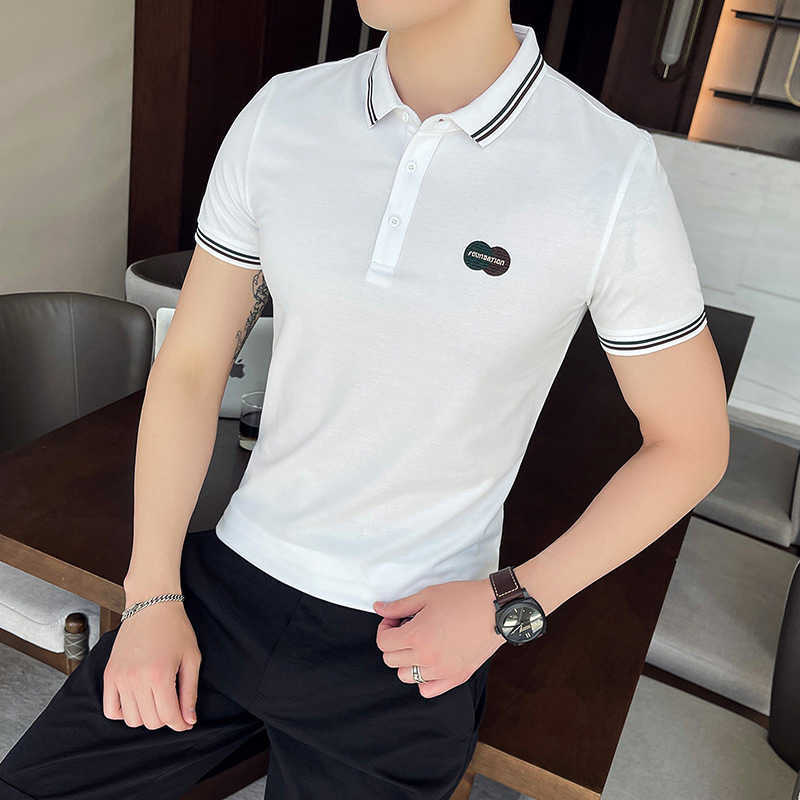 

Summer Polo Shirts Men Short Sleeve Slim Fit Business Casual Polo Shirts Solid Color Lapel Street Wear Tee Tops Male Clothing 210527, Dark brown