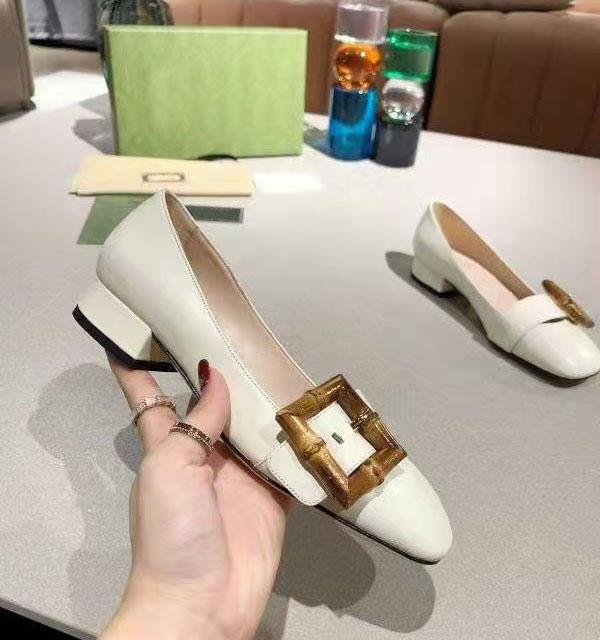 

2021 high quality women's Dress Shoes fashion bamboo square buckle leather unique designer shoe wedding party show women shoess luxury, Black
