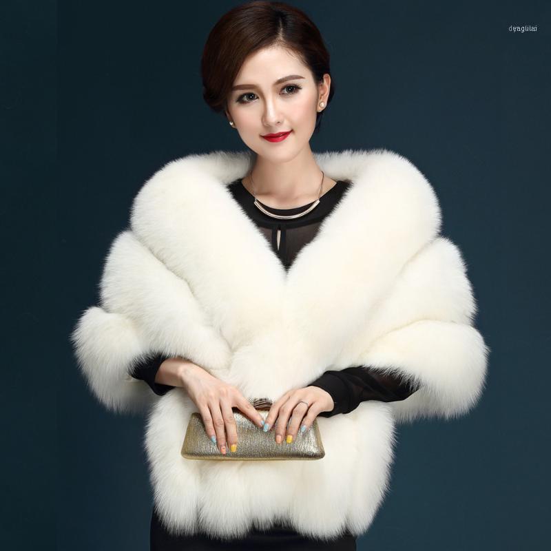 

Keanancy Winter Warm Faux Fur Coat Women Round Neck Half Sleeve Waistcoat CloakChic Elegant Jacket Fashion Outwear1, White