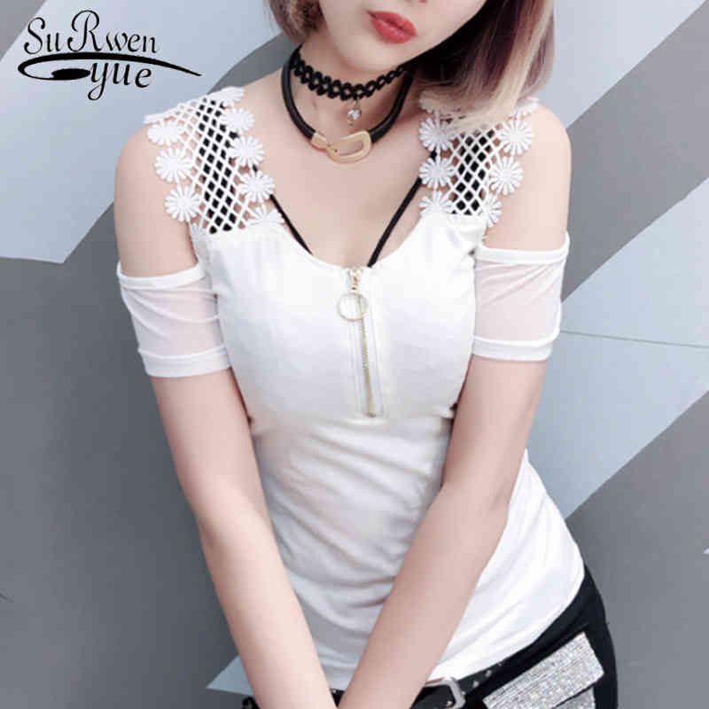 

Off Shoulder Tops Sexy Ladies Summer Shirt White Black Cool Short Sleeve Women Clothing Blusas 4450 50 210521