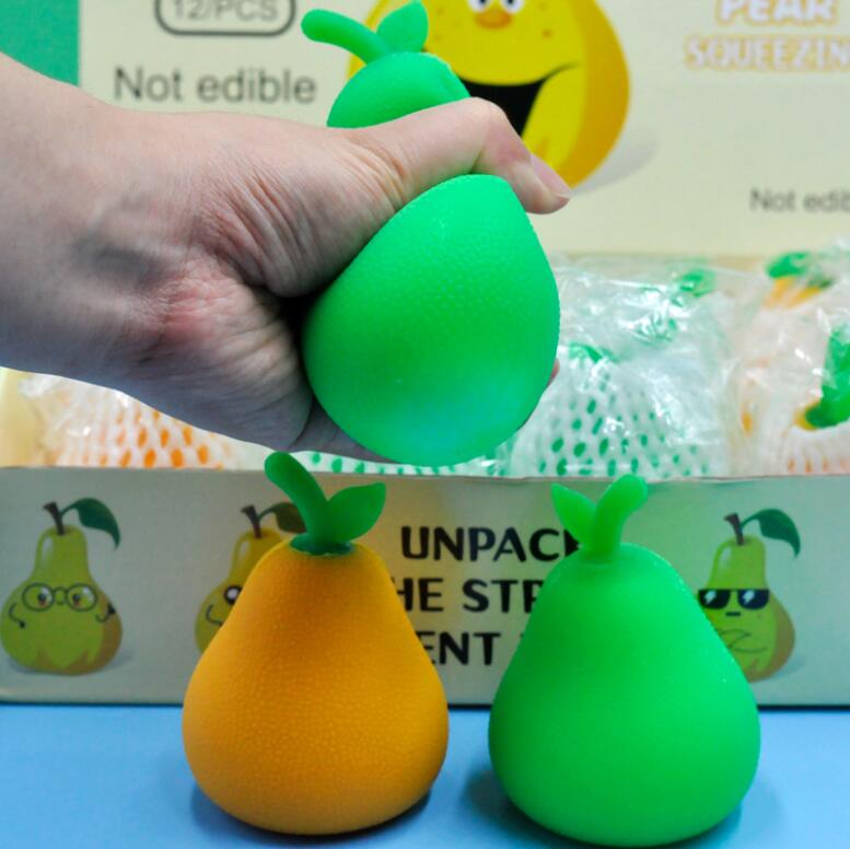 

Fruit Pear Anti Stress Ball Funny Gadget Vent Decompression Toys Stress Autism Mood Relief Hand Wrist Squeeze Kid Toy