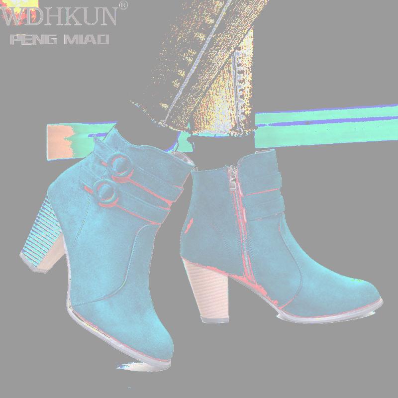 

Boots Red Women 2021 Ankle For High Heel Autumn Shoes Fashion Zipper Size 43 Botas Mujer, Black