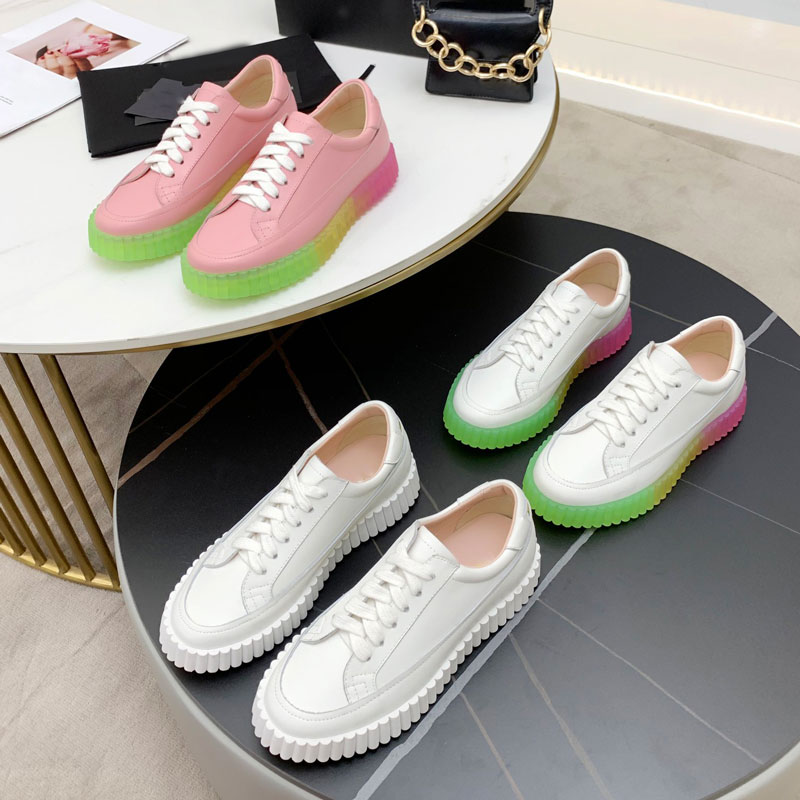 

top quality Casual Shoes 2021 designer wheel platform womens shoes flat bottom thick tie up sneakers multi color gear canvas with casual increase Sneaker Size bo, Red