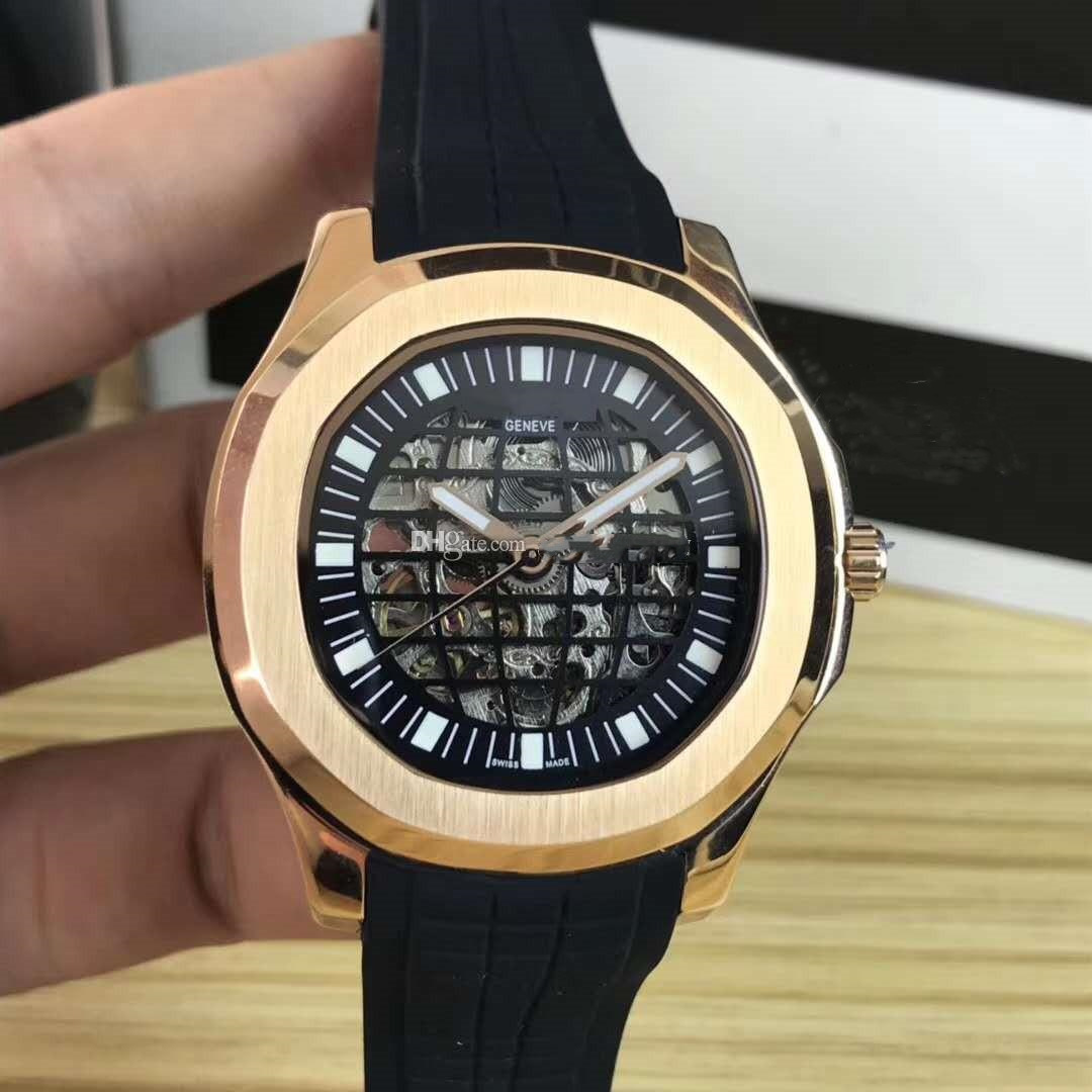 

Mens Automatic Movement Watch Colorful Rubber Strap Hollow Men's Mechanical Wristwatch High Quality Man Watches Male Clock